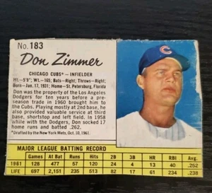 1962 Jell-O #183 Don Zimmer - Picture 1 of 2