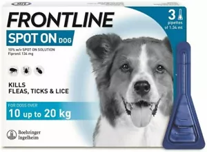 More details for frontline spot on flea and tick treatment for medium dogs 3 pipettes