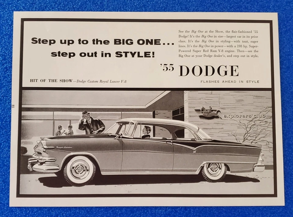Dodge Custom Royal Lancer 1955 con motor Super Red Ram V-8 anuncio impreso original Foto 1 de 1