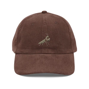 Praying Mantis Embroidered Corduroy Hat Vintage Inspired Insect Cap Trini Skies - Imagen 1 de 8
