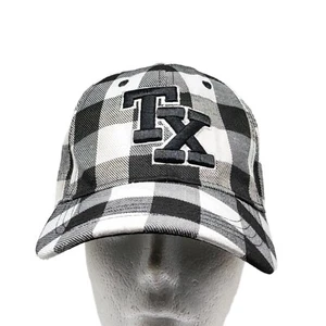 Texas TX Black and White Gingham Style Checkered Adjustable Hat Buffalo Check  - Picture 1 of 8