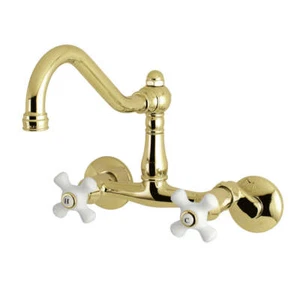 Kingston Brass KS3222PX Vintage 6" Adjustable Center Wall Mount Kitchen Faucet - Picture 1 of 32