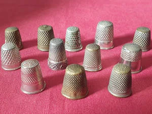 Set of 12 Antique Metal Thimbles - Picture 1 of 7