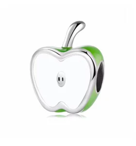 Charm Perle Apfel Frucht Kugel 925 Silber - Anhänger für Pandora Armband - Bild 1 von 1