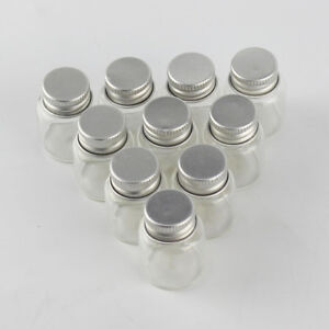 10Pcs 8.0ml Tiny Small Empty Clear Bottles 27x35mm With Screw Caps Glass Vials