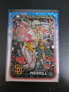 2024 Topps Holiday Jackson Merrill RC Lights & Candy Cane Bat Variation SP #H160 - Imagen 1 de 2