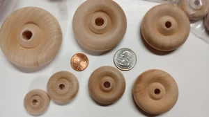 Wood Toy Wheels Assortment 56 pieces total Sizes 1" to 2-1/2" - Picture 1 of 5
