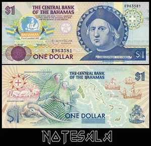 BAHAMAS 1$ DOLLAR 1992 Pick-50 Columbus COMMEMORATIVE NEW-UNC - Picture 1 of 1