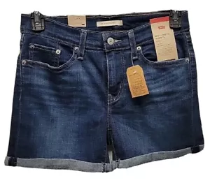 Neu mit Etikett Damen Levis 501 hypersoft JEAN SHORTS Größe 27 blau Denim Hits Mitte Oberschenkel $ 49 - Bild 1 von 4