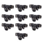 1/4'' Tee Union Pneumatic Push Connector for 6mm Tubing - Set of 10