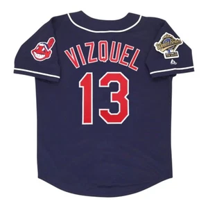Camiseta para hombre Omar Vizquel 1995 Cleveland Indians Alt azul marino serie mundial - Imagen 1 de 6