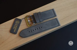 26 mm Cinturino artigianale Pam 26/26 Handmade grigio PULL-UP Vintage Leather - Picture 1 of 15