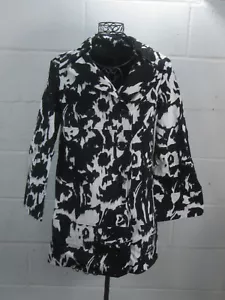 Nueva - Chaqueta Abrigo Blanco y Negro INC International Concepts Abstracto S Pequeña - Imagen 1 de 5