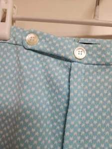70s Vintage Double Knit Aqua Blue White Polyester Wide Leg High Rise Barbie 10 - Picture 1 of 15