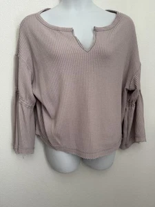 Free People We The Free Dahlia Thermal Top Purple Oversized Size M Boho Casual - Picture 1 of 6