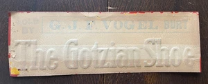 G.J.F. Vogel Burt Iowa Gotzian Shoe Sign 1920s Metal NOS New Old Stock Embossed - Picture 1 of 21