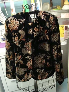 Joanna Damen Größe L Taillenlange Jacke Schwarz mit Silber Glitzer Knopfleiste - Bild 1 von 2