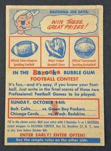 1956 Topps Football Contest Card '1' - 14. Oktober - kleiner Riss oben - Bild 1 von 2