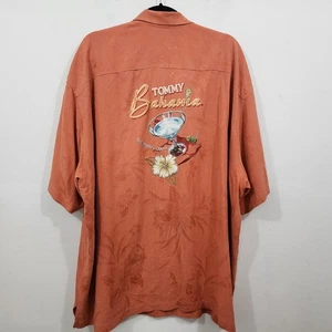 Tommy Bahama Herren Seide Camp Hemd Orange Blumen Bestickt Kurzarm 2X - Bild 1 von 24