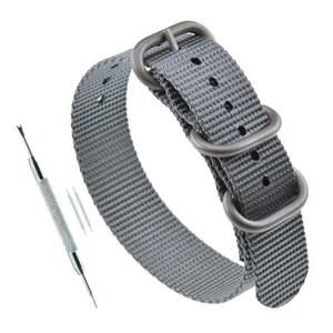 MZBUTIQ 24mm Gray Belt Watch Strap Nylon Replacement Band Matte Finish Buck 984 - Picture 1 of 6