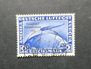 Germany Stamps SC# C44 1933 2RM Chicagofahrt Chicago Flight Zeppelin Used - Picture 1 of 2