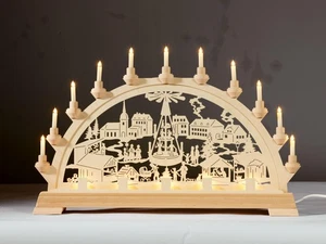 Window Decoration Schwibbogen Christmas Market With Pyramid BxTxH= 65x6.5x43Cm - Picture 1 of 1