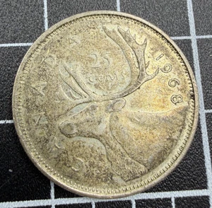 1968 Canada 25 Centesimi 25c Canadese Caribou Quarter Coin - 50% Argento - ASW .093oz - Foto 1 di 2