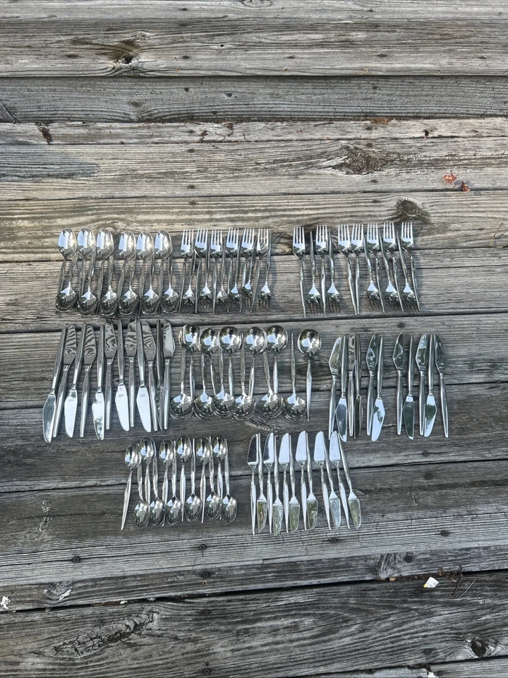 NORITAKE Simplicity MCM Juego de cubiertos de Japón 18/8 NTK 98Pcs Mod Century Modern MCM Foto 1 de 4