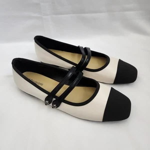 C. Paravano Clara Mary Jane Two Tone Double Strap Beige Ballet Flat 40.5 US 10 - Foto 1 di 8