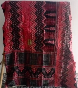 Vintage Patchwork Kantha Bedspread Indien Handmade Quilt Throw Cotton Blanket - Picture 1 of 2