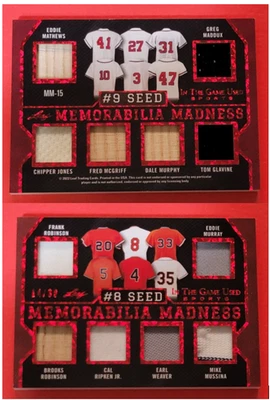 Cal Ripken JERSEY CARD #14/30 Chipper Jones GREG MADDUX BROOKS ROBINSON BAT - Image 1 of 4