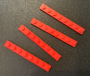 Lego 1x8 Plate Lot 4 Part #3460 Red Replacement Pieces - Picture 1 of 1