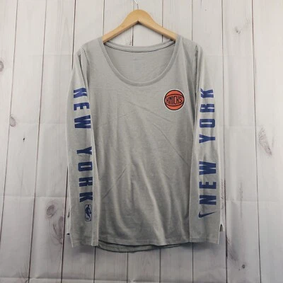 New York Knicks T Shirt Womens Large NBS Basketball Long Sleeve Nike Tee Gray - Image 1 of 4