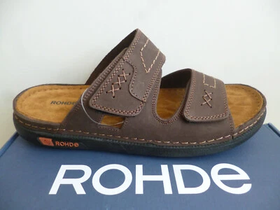 Rohde Herren Pantolette Pantoletten Hausschuhe Schuhe Leder braun 6003
