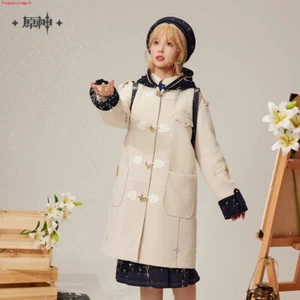 Official Genshin Impact Albedo Theme Woolen Overcoat Womens Hooded Jacket Coat - Picture 1 of 12