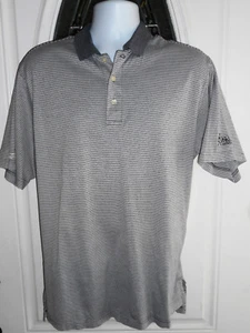 Izod Polo Shirt Club International Tour Men's M Short Sleeve Gray & White EUC - Picture 1 of 2