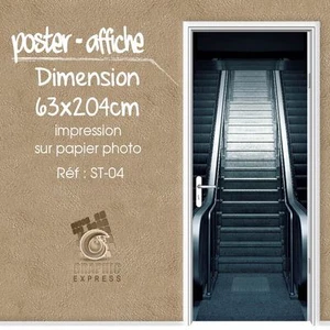POSTER PORTE DECO TROMPE L'OEIL - ESCALATOR - ESCALIER ST-04 - 4 DIMENSIONS - Foto 1 di 5
