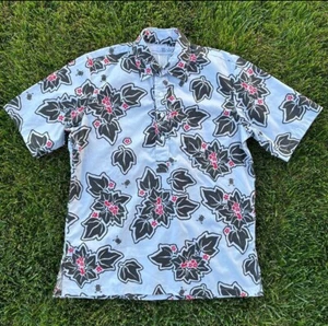 Vintage Malia United Airlines Hawaiian Shirt Uniform Button Down Pullover Sz M - Picture 1 of 5