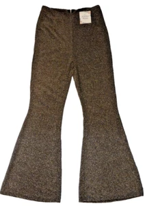Fiestar Damen Gold & Schwarz Glitzer Stretchig Glockenboden Weites Bein Hose Gr. M - Bild 1 von 3