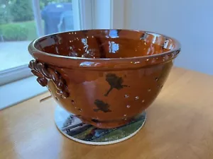 Lester Breininger Redware Pottery 1972 Colander - Picture 1 of 8