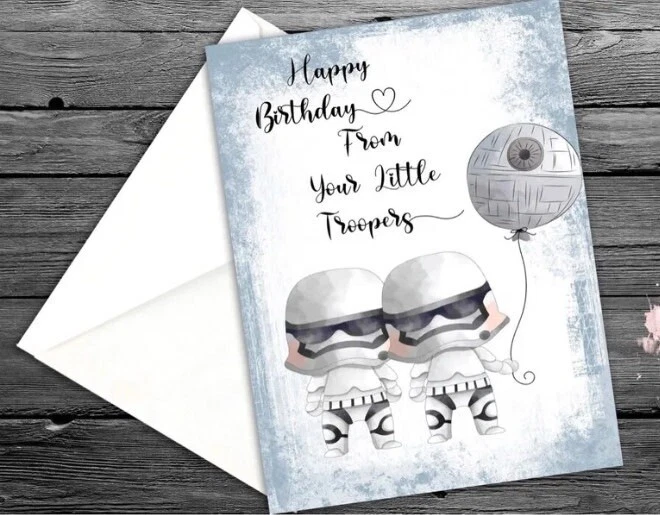 Tarjeta de cumpleaños personalizada de Star War, linda tarjeta de cumpleaños, incluye sobre Foto 1 de 1