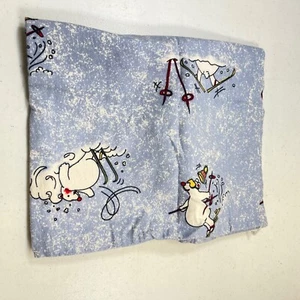 jcpenney pillowcase standard blue cotton flannel skiing polar bear - Picture 1 of 9