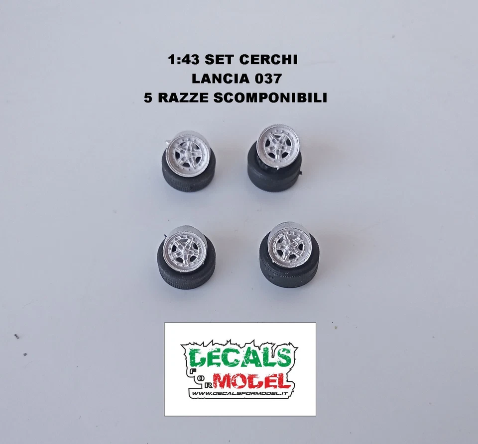 1:43 CERCHI LANCIA 037 5 RAZZE SCOMPONIBILI IN METALLO + GOMME - Immagine 1 di 1