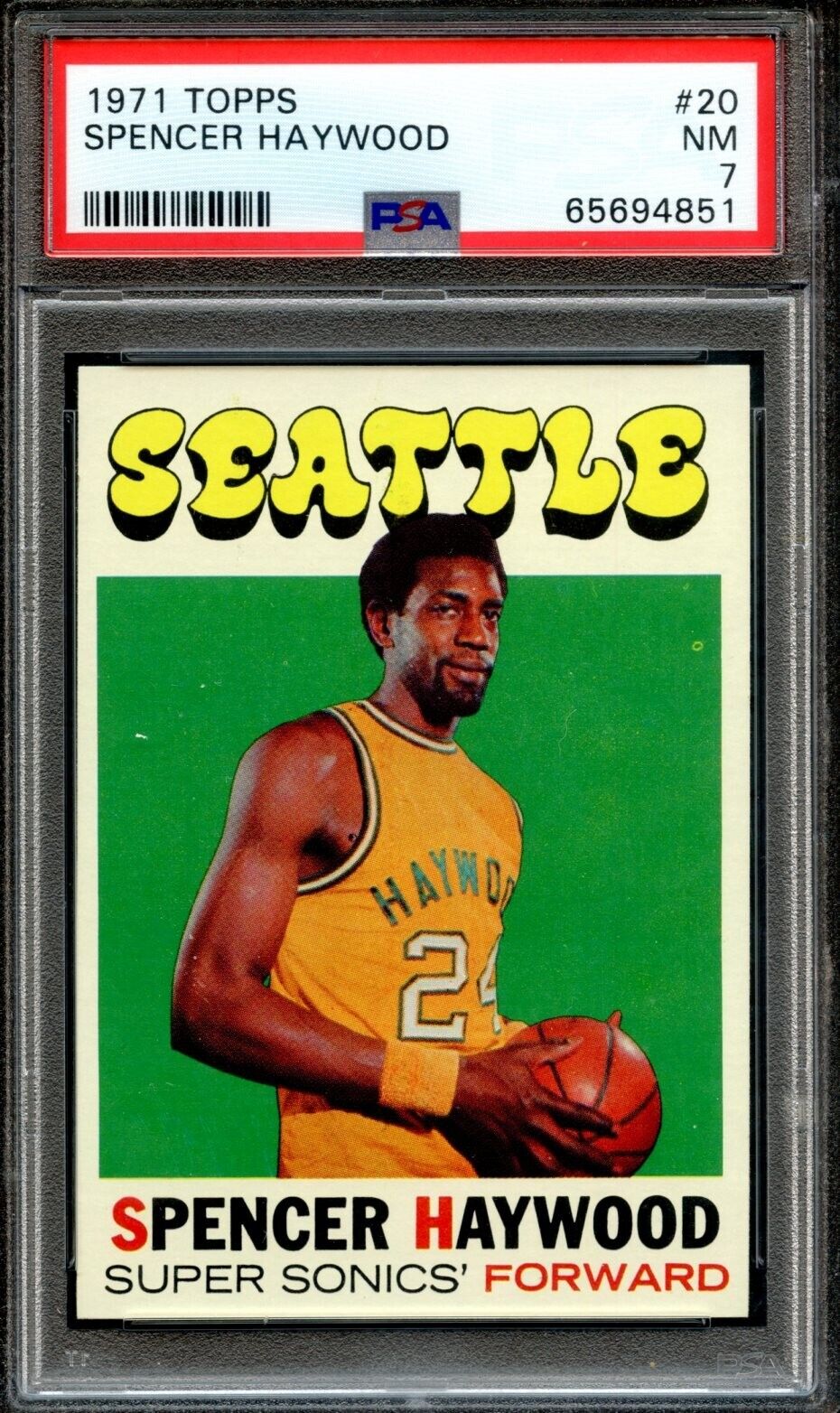 1971 Topps #20 Spencer Haywood RC PSA 7 Seattle Supersonics 4851