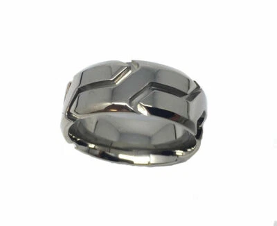 9mm Men's or Ladies Titanium High Polish with Groove Pattern wedding band ring  - Image 1 of 2