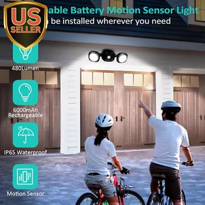 Battery-Operated Motion Sensor Outdoor Lights: Rechargeable Battery Powered L... - Picture 1 of 12