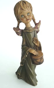 Italian Figurine Angel Girl Robed Pigtailed Resin Lovely Gift VTG - Picture 1 of 13