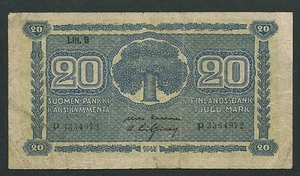 Finnland 20 Markkaa 1945, Pick: 86, Litt. B, Serie: P 3354972, F - Bild 1 von 2