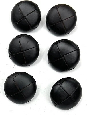 Black Genuine Leather Button Folded Design,-Ideal Leather Replacement Button Set - Image 1 of 3