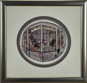 Impresión de carrusel de museo infantil P Buckley Moss enmarcada firmada mate #684/1000 - Imagen 1 de 11